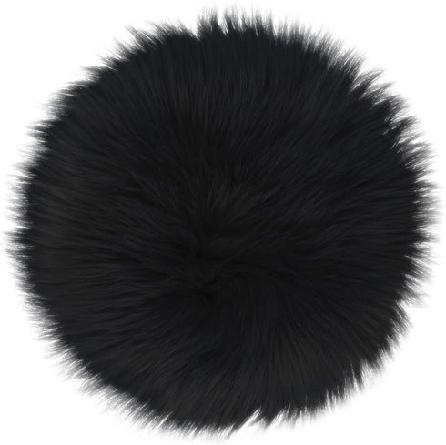 Sibba Faux Fur Fuzzy Area Rug Chair Pad Protectors 30 cm Black Small Round Cover Pillow Cushion Carpet Mat Desk Sofa Seat Couch for Living Room Ki...