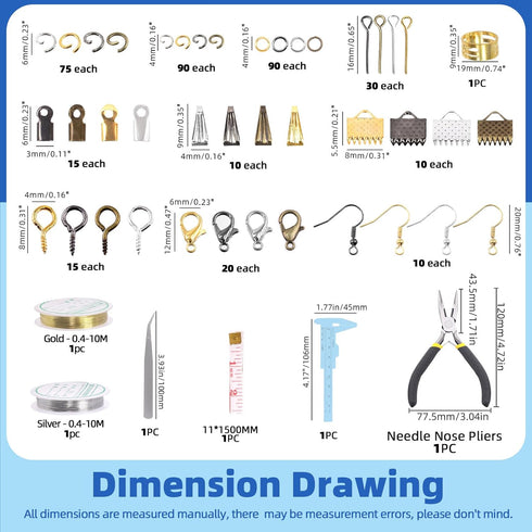 Glarks 1467Pcs Jewelry Making Supplies Kit, Jewelry Repair Tools with Accessories Jewelry Making Pliers, Beading Wires and Jewelry Findings for Je...