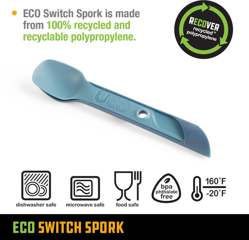 UCO Recycled ECO Switch Spork 2-Piece Integrated Camping Utensil Set...