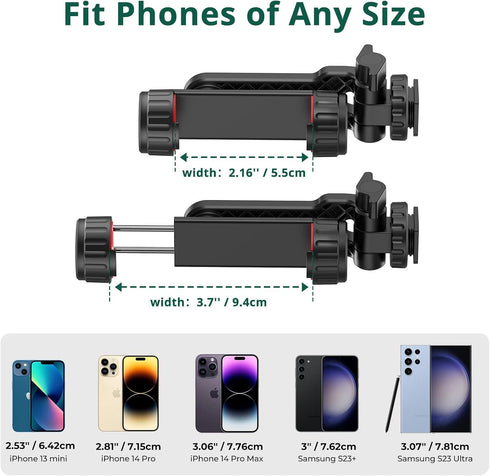 ATUMTEK Phone Tripod Mount, Universal Smartphone Mount Adapter with 2 Cold Shoe and 1/4" Standard Screw, 360° Rotates and 180° Tilts Adjustable Ce...