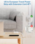 European Travel Plug Adapter, US to Europe Plug Adapter with 3 AC Outlets and 3 USB, Type E/F - International Power Strip for USA to Europe EU Ger...