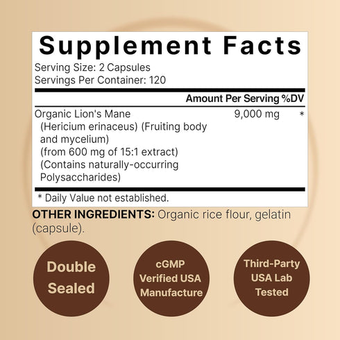 NatureBell Lions Mane Mushroom Supplement Capsules 9,000mg, 240 Capsules | 120 Days Supply – Made with Organic Lion’s Mane Powder Extract – Cognit...
