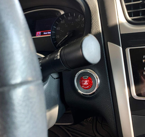 iJDMTOY Gloss Red Real Carbon Fiber Keyless Engine Start/Stop Push Start Button Cover Compatible with Nissan Altima Maxima Pathfinder Titan Murano...