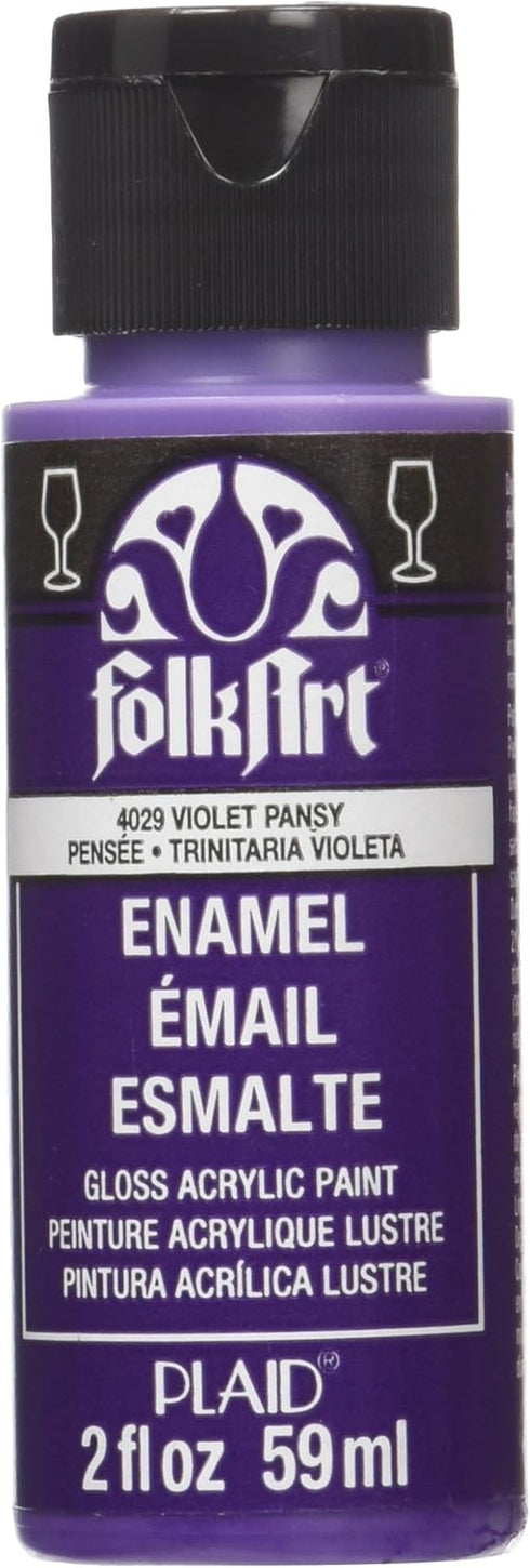FolkArt Enamel Glass & Ceramic Paint in Assorted Colors (2 oz), 4029, Violet Pansy...