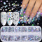 Nail Art Glitter Sequins Nail Art Supplies 12 Grids Holographic Laser Silver Nail Decals 3D Butterfly Letter Heart Nail Art Stickers for Acrylic N...