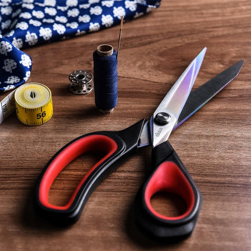 LIVINGO 2 Pack Premium Tailor Scissors Heavy Duty Multi-Purpose Titanium Coating Forged Stainless Steel Sewing Fabric Leather Dressmaking Comfort ...