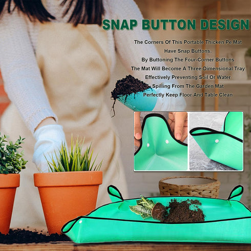 Plant Repotting Mat Waterproof Gardening Mat Plant Transplanting Potting Tray for Indoor Succulent Potting Tarp Portable Thicken PE Mat Garden Wor...