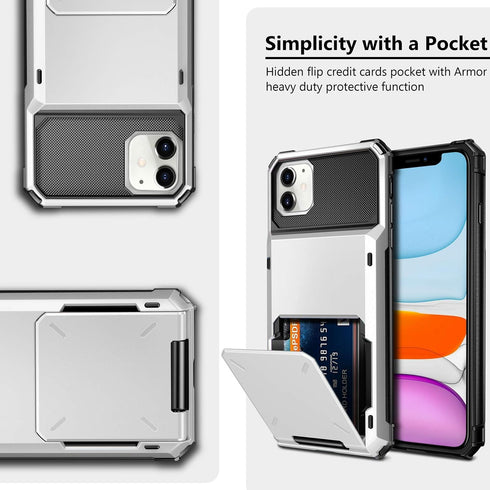 Vofolen Case for iPhone 11 Case Protective Wallet 4-Card Holder ID Slot Flip Door Hidden Pocket Anti-Scratch Dual Layer Hybrid TPU Bumper Armor Ha...