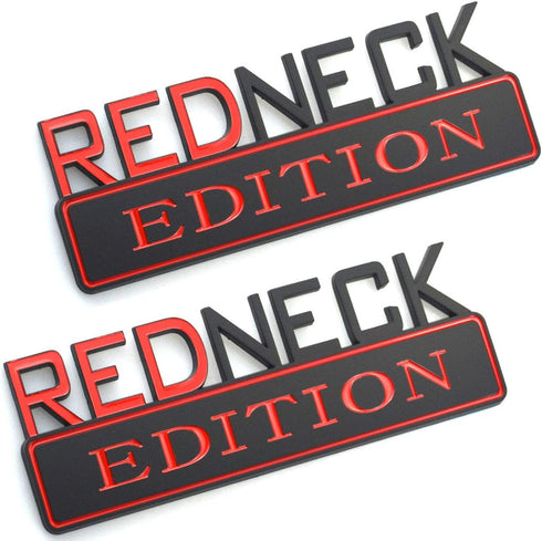 2pcs REDNECK EDITION CAR EMBLEM Chrome Badge 3D Sticker Decal Compatible with F-150 F250 F350 Silverado RAM 1500 (Red/black)...