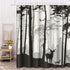Decorative Shower Curtain Silhouette of Pine Forest Family Deer and Birds Brown 72"x78" Waterproof Tree Bathroom Shower Curtain Set with Hooks...