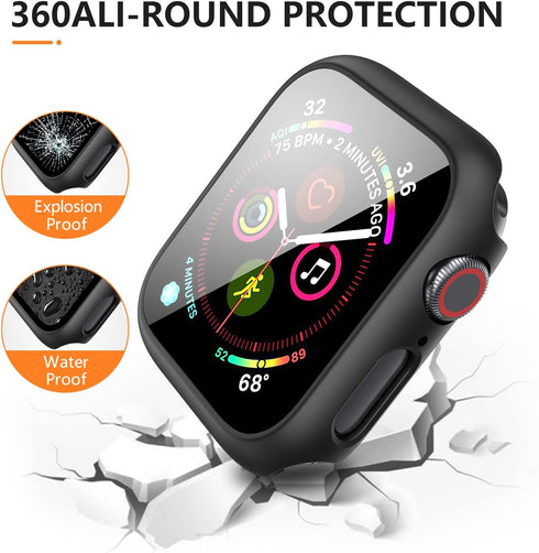 3 Pack Case for Apple Watch Series 9 Series 8 Series 7 45mm Hard PC Case with Tempered Glass Screen Protector Waterproof Anti-Scratch HD Ultra-Thi...