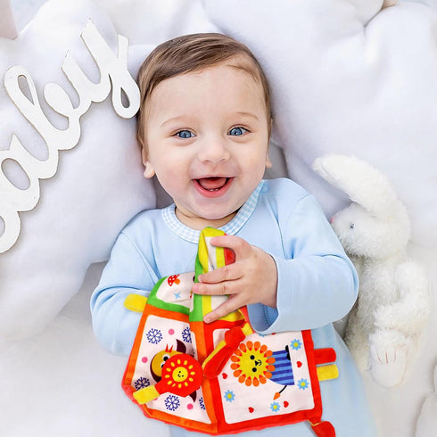 Dr.Rapeti Tag Security Blanket for Baby Infant Toddler Kid 10x10inches Washable Sensory Toy Lovey Appease Blanket (animal)...