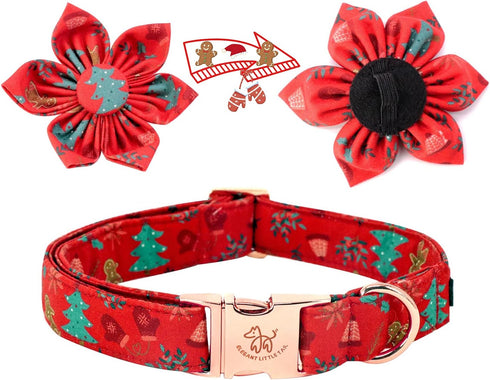 Elegant little tail Christmas Dog Collar, Female or Male Dog Collar Flower, Pet Collar Adjustable Dog Collars with Flower for Small Medium Large D...