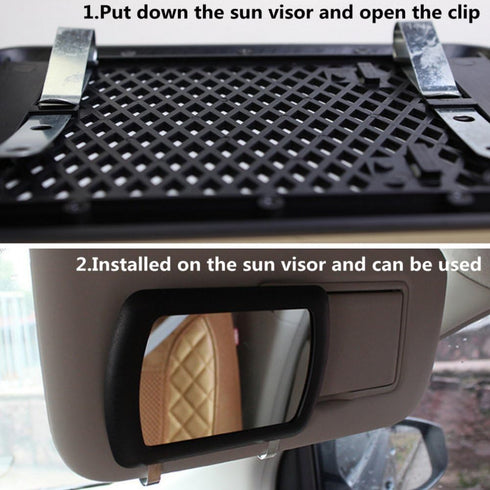 Sun Visor Mirror Clip on, Silence Shopping Car Makeup Vanity Mirror Car Cosmetic Mirror Sun-shading Mirror Black Auto Supplies 11cm/4.3''x7cm/2.7'...