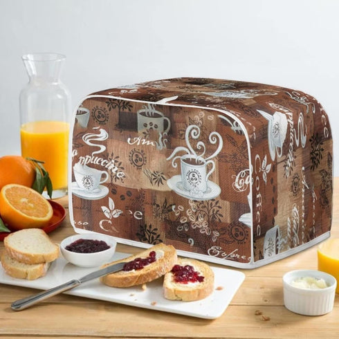 JEOCODY Toaster Bread Maker Cover with Handle - Coffee Theme Print, Wide Slot, Dust Protection...