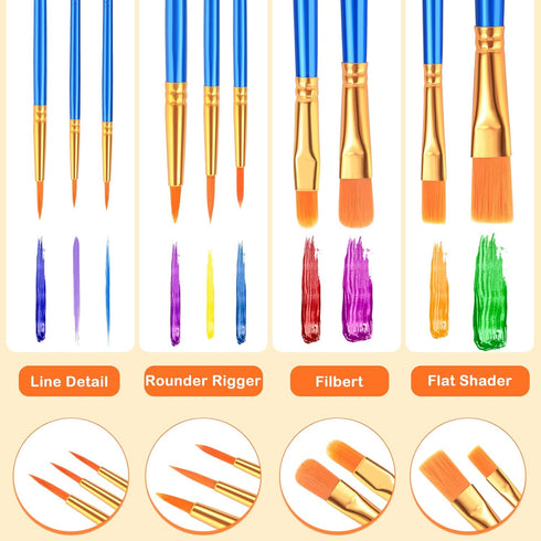 ESRICH Paint Brushes, 2 Packs / 20 Pcs Nylon Miniature Paintbrushes, Face and Body Watercolor Oil Painting Artist Professional Acrylic Paint Brush...