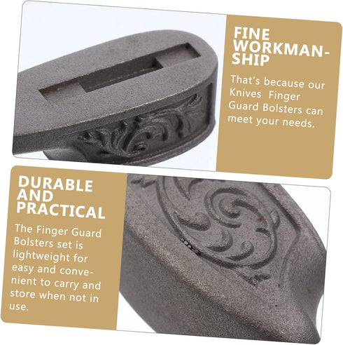 2pcs Knife Accessories Guards Replacement Finger Custom Knives for Supplies Hunting Hand Pommel Pommels and Silver Guard Handle Bolsters Steel Cas...
