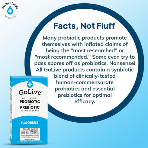 GoLIVE PROBIOTIC + PREBIOTIC SYNBIOTIC POWDER BLEND, Flavorless/Sugarless,for Women, Men & Kids For Better Gut Health,Digestion,Metabolism,Immunit...