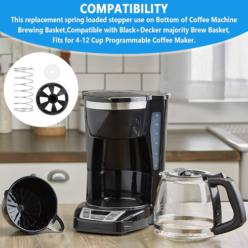Coffee Machine Brewing Basket Bottom spring loaded stopper kits Fits for Black+Decker coffee makers Brew Basket, fits majority 4-12 Cup Drip Coffe...