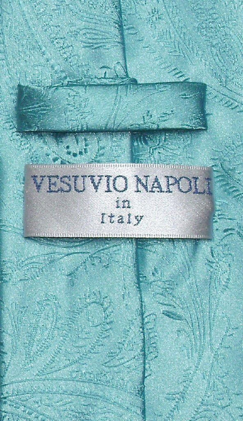Vesuvio Napoli NeckTie TURQUOISE BLUE Color Paisley Design Men's Neck Tie...