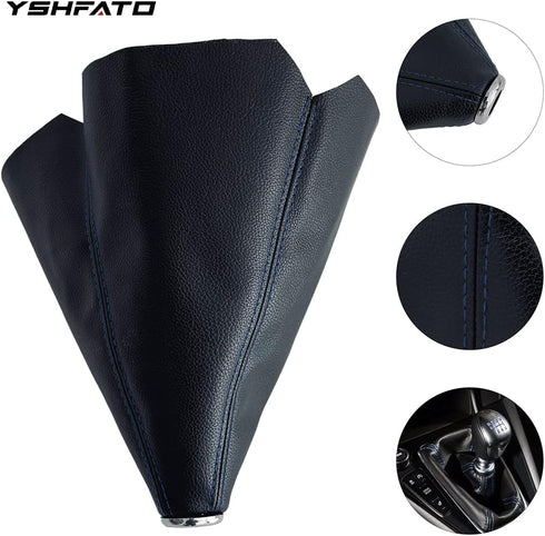 Universal Shift Boot Cover, Shift Boot Shift Knob Dust Cover, Shifter Boot PU Leathe Gear Shift Cover Suitable for Manual/Auto(Blue Thread Sewing)...