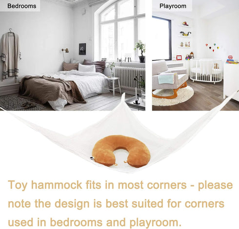Yuhoo Toy Hammock, Stuffed Animal Storage Hammock, Stuffed Animal Net with Hanging Hooks, Plush Toy Hanging Organizer, Fordable Corner Sling Organ...