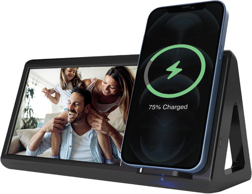 Smartpix Wireless Charging Station: 10W Charger, 4x6 Photo Frame | Desk Dock & Nightstand Accessory | Clutter-Free Design...