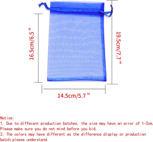 100pcs Drawstring Organza Jewelry Candy Pouch Party Wedding Favor Gift Bags (6x8, Mixed Color)...