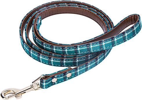Puppy Leash for Small Dogs - StrawberryEC Cute Leather Peacock Green Plaid Leashes (Leash-Peacock Green)...