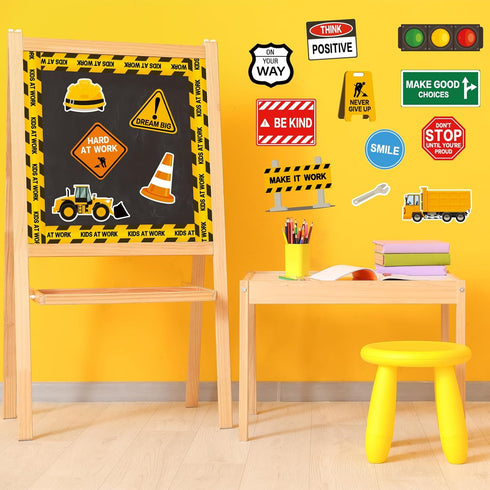 Whaline Construction Bulletin Board Set with Glue Points Positive Saying Learning Zone Cutouts Decorations Constructional Classroom Accent for Sch...