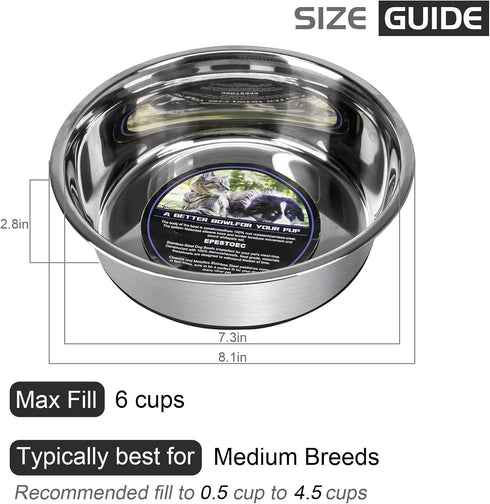 Stainless Steel Anti-Slip Dog Bowls,Non-Slip Stainless Steel Pet Bowl with Foot Mat - Perfect for Mess-Free Mealtime,Quiet Pet Bowls for Cats and ...