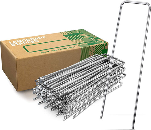 GardenGloss® Galvanized Landscape Staples 6 Inch - 11 Gauge - 20 Pack - Garden Staples for Blowups, Landscape Fabric & Decoration - Landscape Pins...