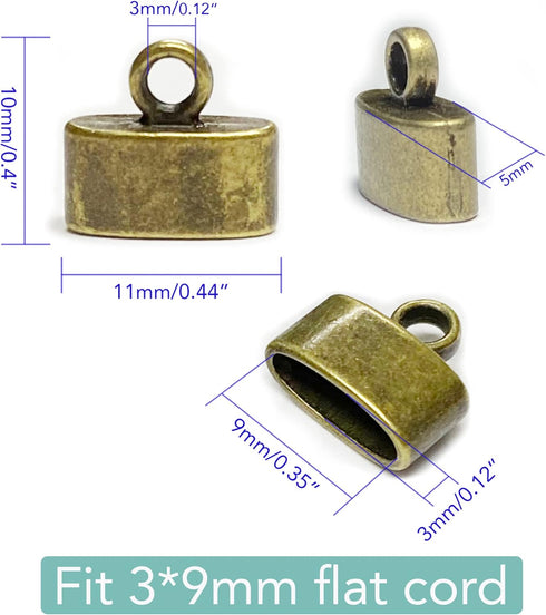 Brass Flat Leather Cord End Caps Round Tassel End Caps Barrel End Caps Bracelet Making Supplies Leather Bracelet Making Kit Silver Cord End Cap Ku...