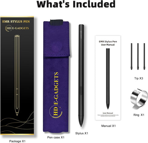 EMR Stylus Pen for Remarkable 2, Samsung - 4096 Pressure Level Sensitivity, Palm Rejection, Natural Tilt, Magnetic Design, No Charging. Comes with...