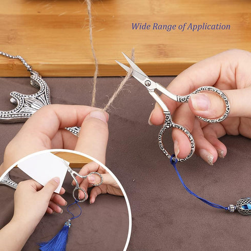 SHWAKK Embroidery Scissors Exquisite Stainless Steel Sharp Tip Retro Scissors with Sheath Chain Sewing Scissor for Sewing,Embroidery, Needlework...