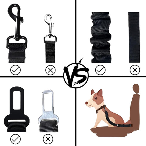 PawSafe Dog Car Seatbelt - Retractable, Adjustable, Elastic, Heavy Duty & Durable Car Seatbelt for Pets - 2 Belts & 1 Compact Travel Bowl Combo (B...