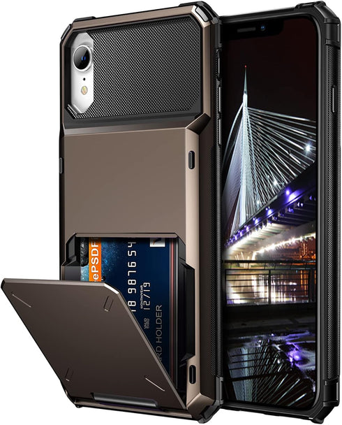 Vofolen Case for iPhone XR Case Wallet ID Slot Credit Card Holder Spring Pocket Scratch Resistant Dual Layer Protective Bumper Rugged TPU Rubber A...