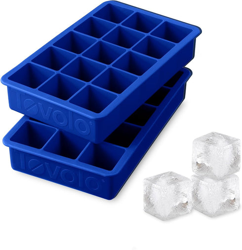 Tovolo Perfect Ice Mold Freezer Tray of 1.25-Inch Cubes for Whiskey, Bourbon, Spirits & Liquor, BPA-Free Silicone, Fade Resistant, Set of 2, Strat...