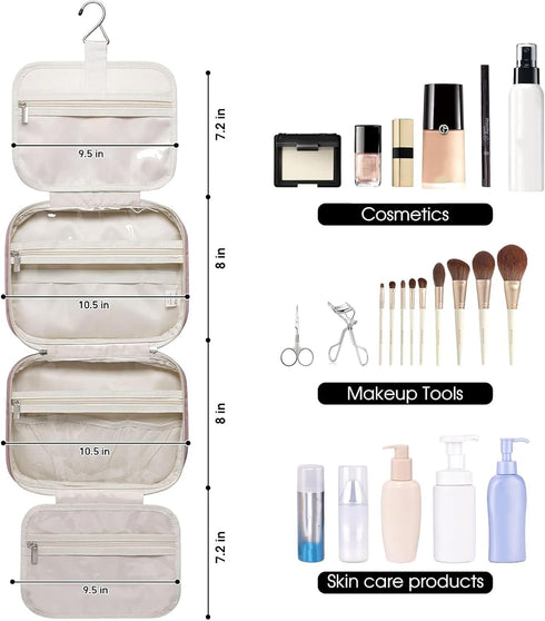 Narwey Hanging Toiletry Bag for Women Travel Makeup Bag Organizer Toiletries Bag for Travel Size Essentials Accessories Cosmetics (Dusty Rose (Med...