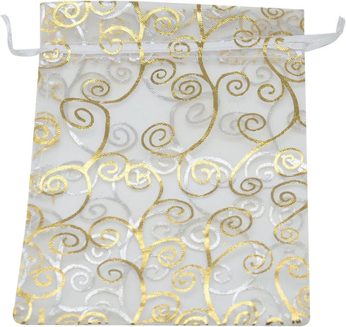50pcs Organza Pouch Bag Drawstring 5"x7" 13x18cm Strong Gift Candy Bag Jewelry Party Wedding Favor (Gold Silver)...