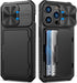 for iPhone 15 Pro Case Wallet with Card Holder (4-5 Cards) & Slide Camera Cover & Kickstand, Military Grade Drop Protection Rugged Shockproof Prot...