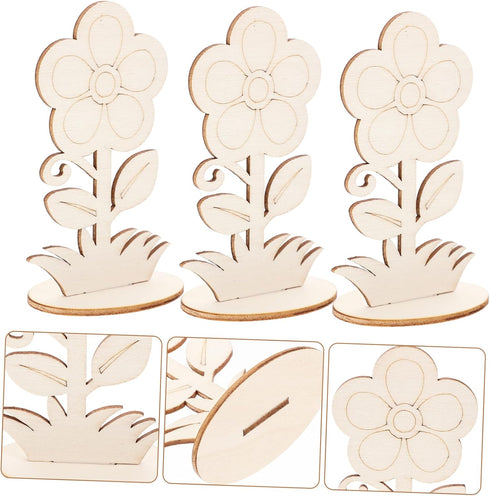 12pcs Kid Toys Clay Kids Toys Kids Crafts Unfinished Wooden Flower Cutouts Wooden Crafts Paint Your own Crafts Flower Cutouts for Crafts Art Suppl...