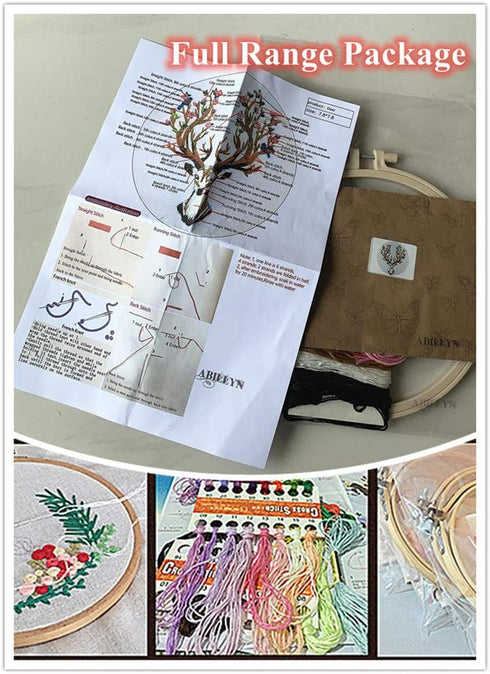 Abillyn Embroidery Starter Kit Colorful Bouquet Makeup Mirror Stamped with Printed Pattern Cross Stitch Embroidery Kits (Bouquet)......