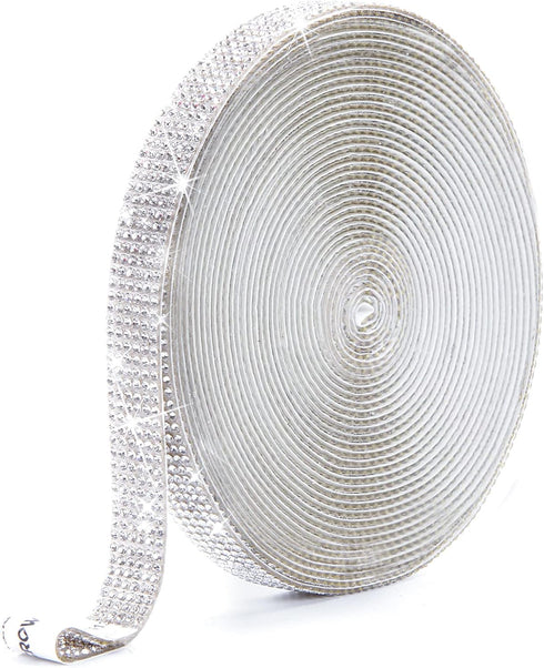 Self Adhesive Crystal Rhinestone Ribbon Rhinestone Strips, 3 Yards DIY Diamond Bling Ribbon Stickers Rhinestone Tape Roll with 2 mm Rhinestones fo...