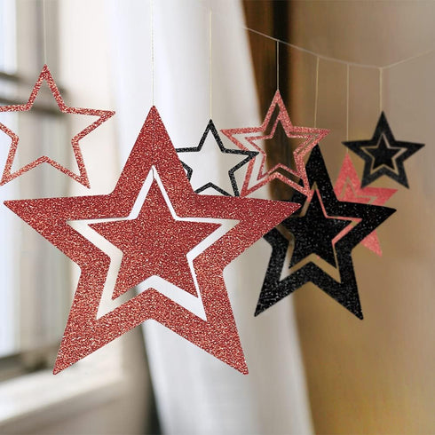 Decor365 Glitter Black Rose Gold Star Garland Twinkle Little Star Party Decoration Hanging Decor backdrop Banner Streamer Birthday Bday Bridal Bab...