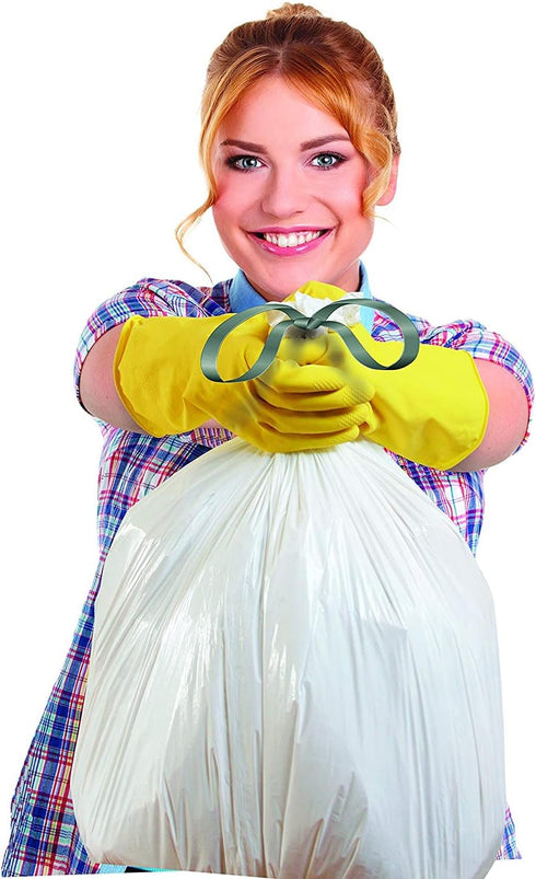 Commander 13 Gallon 0.7 MIL Tall Kitchen White Drawstring Trash Bags - 24" x 25" - Pack of 25 - For Home, Kitchen, Office, Bathroom...