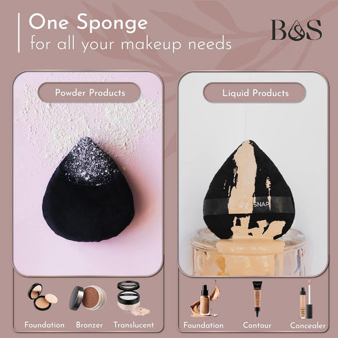 BLEND & SNAP Large Velour Triangle Makeup Puff for Smooth & Flawless Coverage – Blotting Sponge for Foundation & Concealer / Powder Press Pad – Pr...