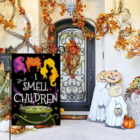 Halloween Decorations Garden Flag 12x18 Vertical Double Sided I Smell Children Sisters Fall Outside Hocus Pocus Decor Burlap Yard Flag BW204...