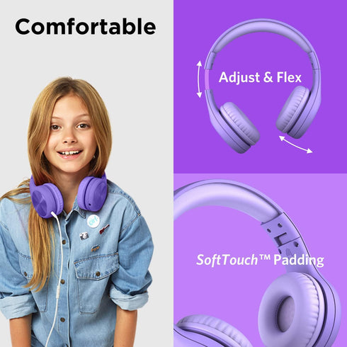 LilGadgets Connect+ Pro Wired Kids Headphones for School w/Microphone, Volume Limiting, Noise Reducing Over-Ear Headset w/Cord, SharePort Technolo...