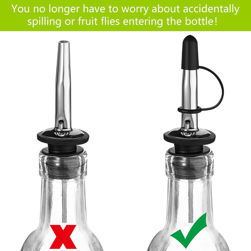 Zopeal 100 Pieces Pourers Dust Caps Black Pourers Covers with Loop Hooded Olive Oil Liquor Bottle Pour Spout Covers Rubber Caps (Not Include the S...